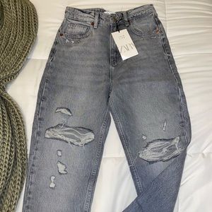 Zara hi-rise classic mom fit ankle length jeans
